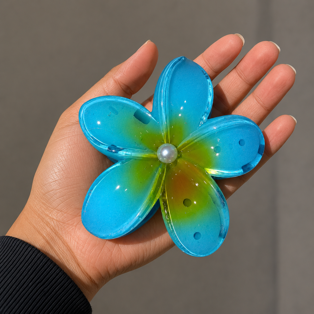 6pcs Flower Hair Claw Clip for Women – Pearl Center Floral Hair Clip (Random Color)