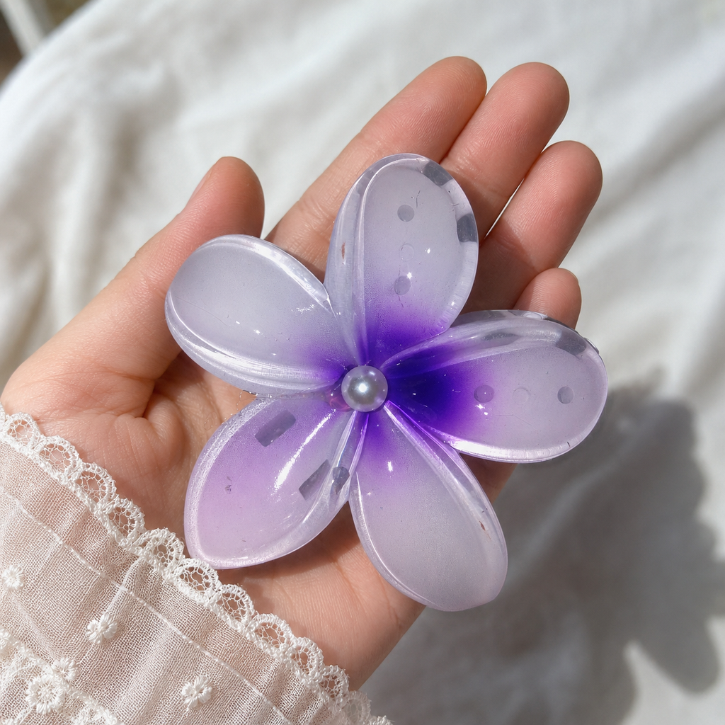 6pcs Flower Hair Claw Clip for Women – Pearl Center Floral Hair Clip (Random Color)