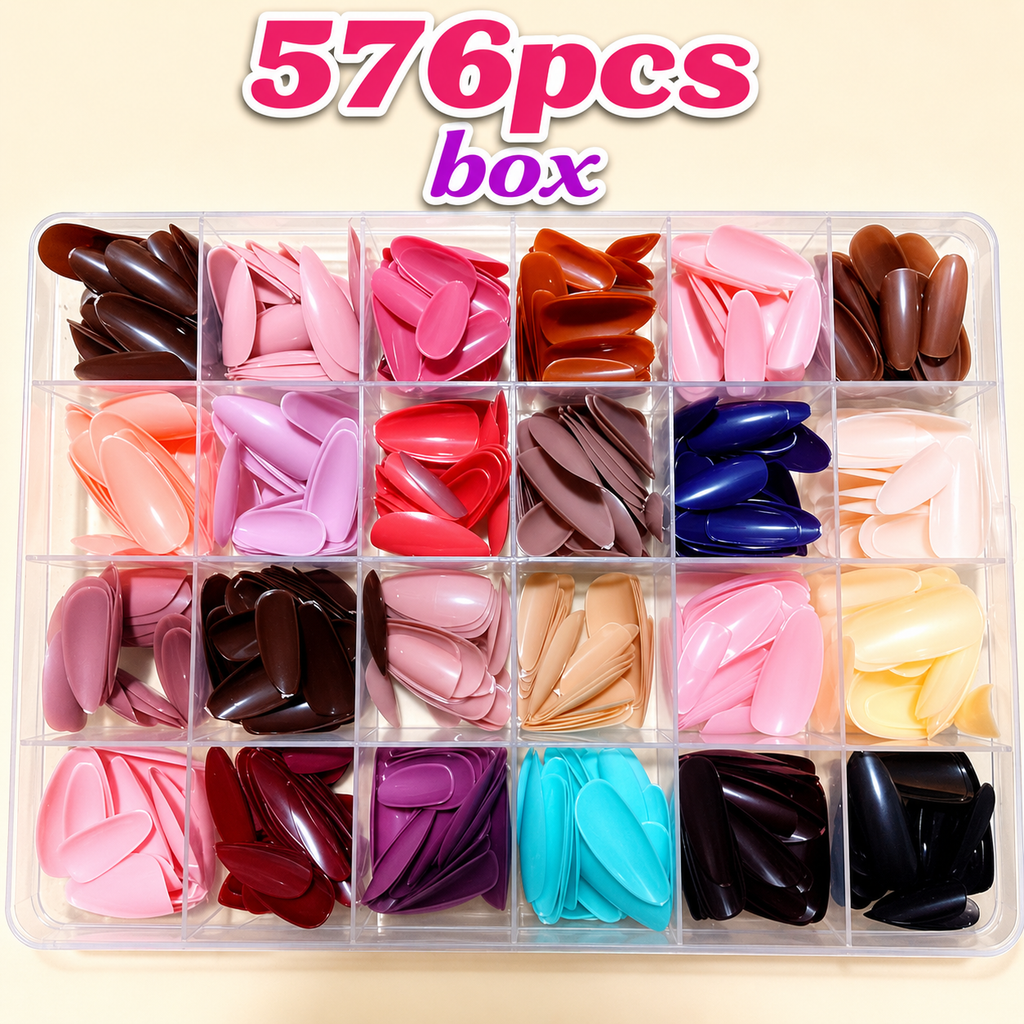 576 Pcs Artificial Nails Set – Press On Nails Box for Women | Nail Art Tips Kit