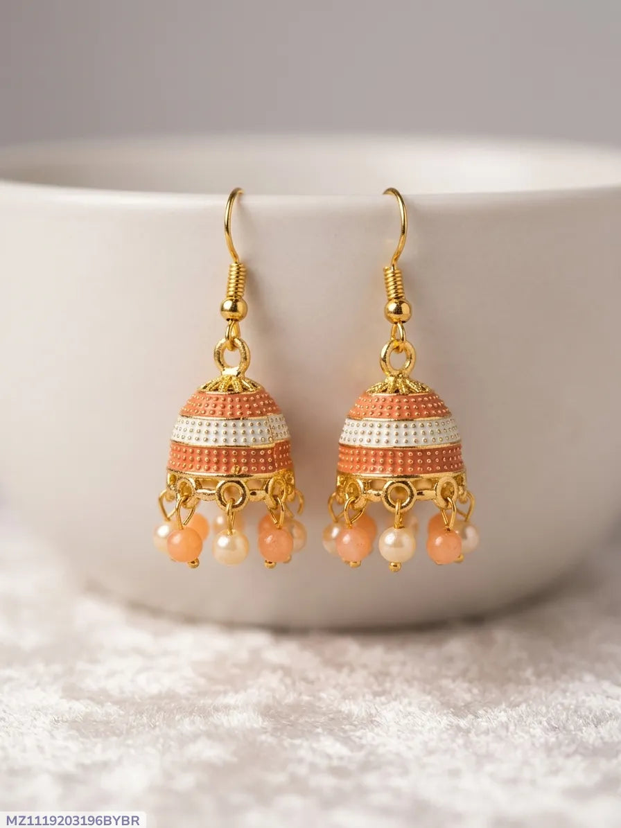 Women Funky Multicolor Crystal Jhumka Earrings Gold Plated