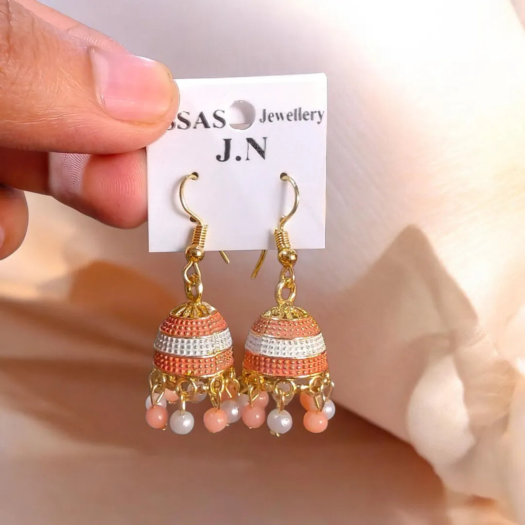 Women Funky Multicolor Crystal Jhumka Earrings Gold Plated