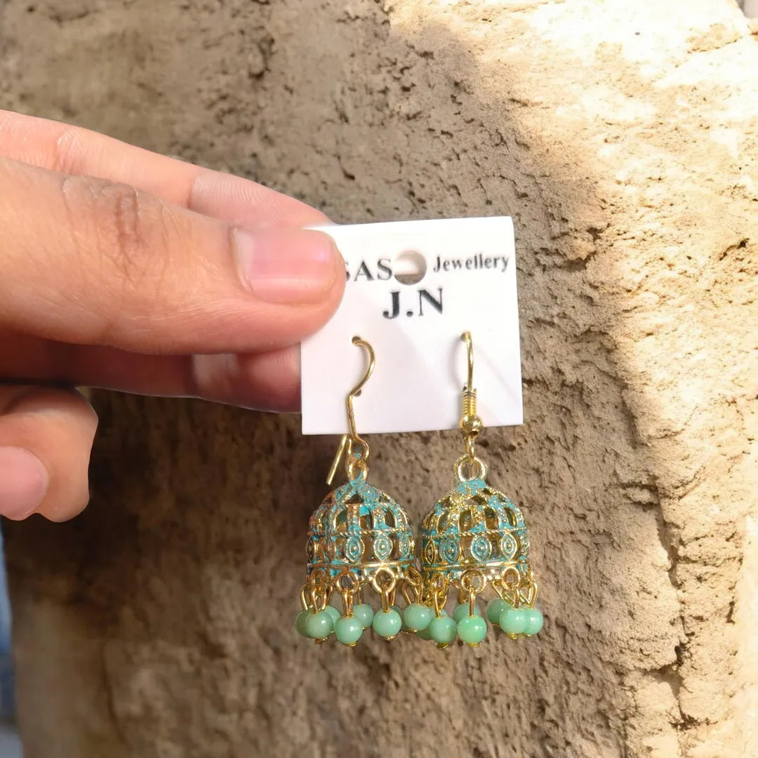 Women Funky Multicolor Crystal Jhumka Earrings Gold Plated