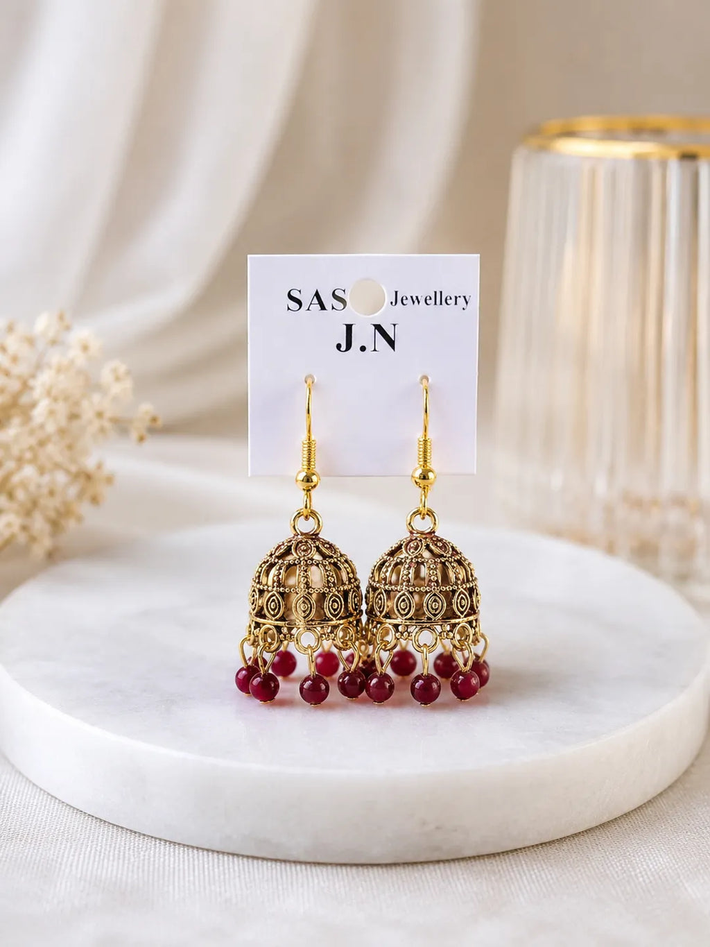 Women Funky Multicolor Crystal Jhumka Earrings Gold Plated