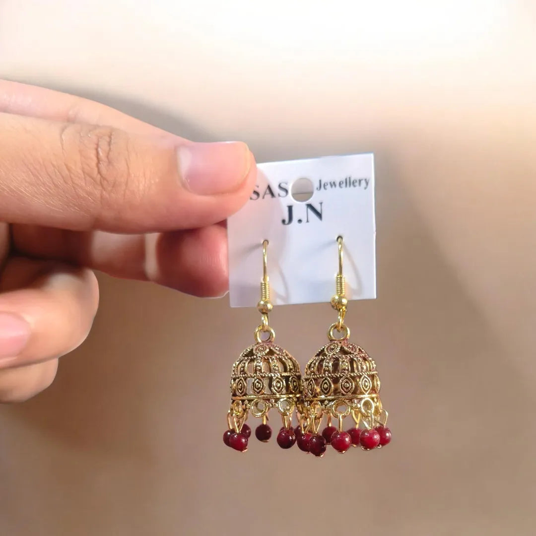 Women Funky Multicolor Crystal Jhumka Earrings Gold Plated