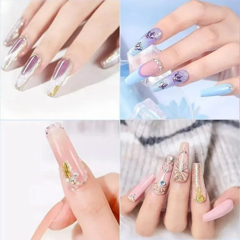 Double Size Glitter Diamond Nails for Bridal & Party Wear