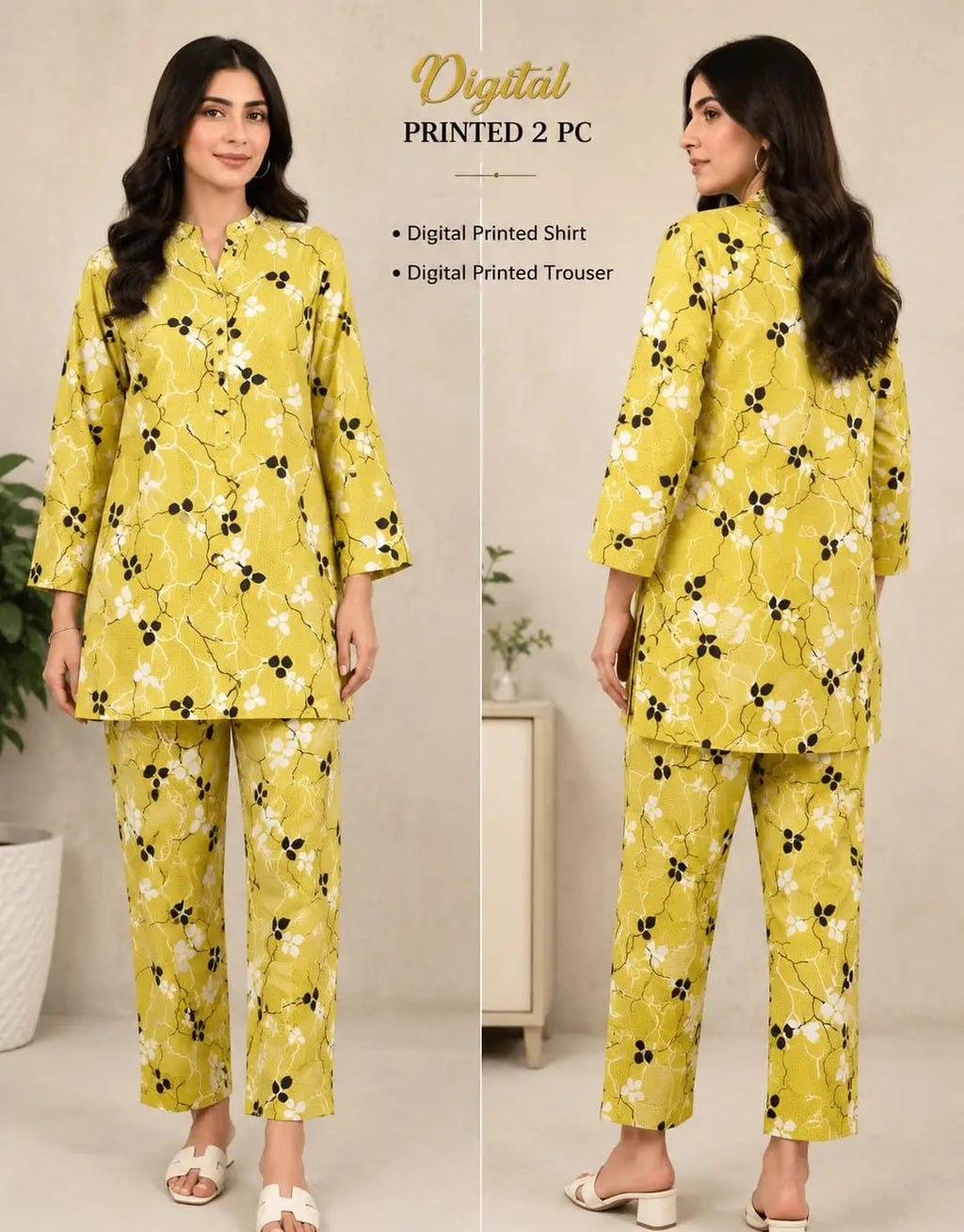 2 Pcs Women's Unstitched 3-D Block Printed Suit