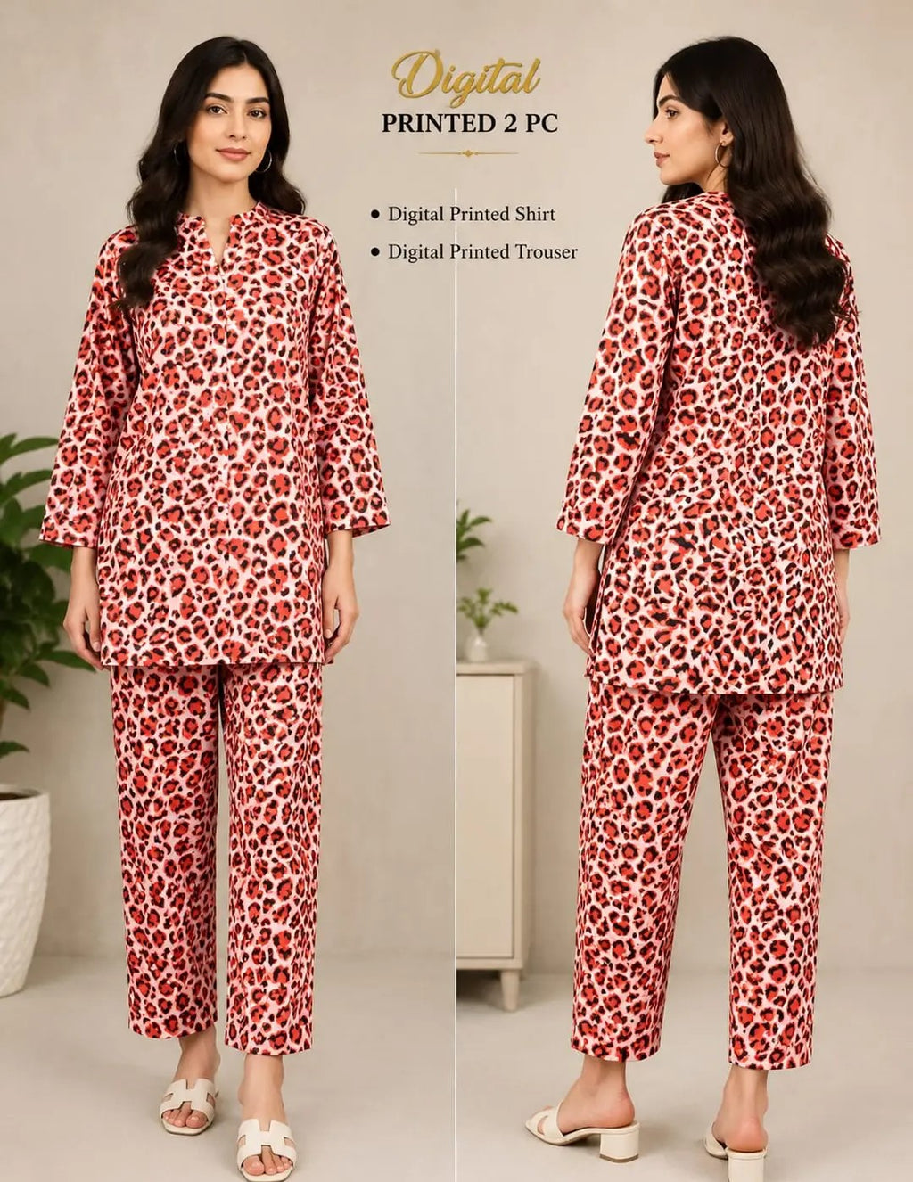 2 Pcs Women's Unstitched 3-D Block Printed Suit