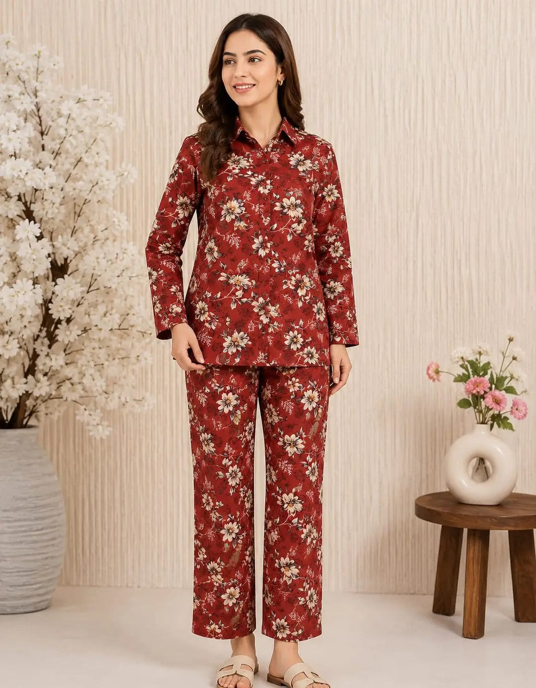 2 Pcs Women's Unstitched 3-D Block Printed Suit