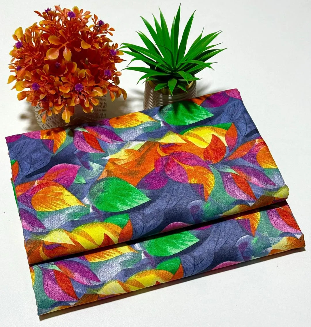 Vibrant Leaf Print Suit for Pakistani Women