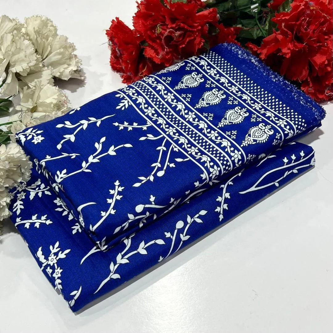 blue Printed Polo Cotton Shirt & Trouser Set 2 Pcs