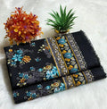 Black Floral Printed Unstitched Suit Set